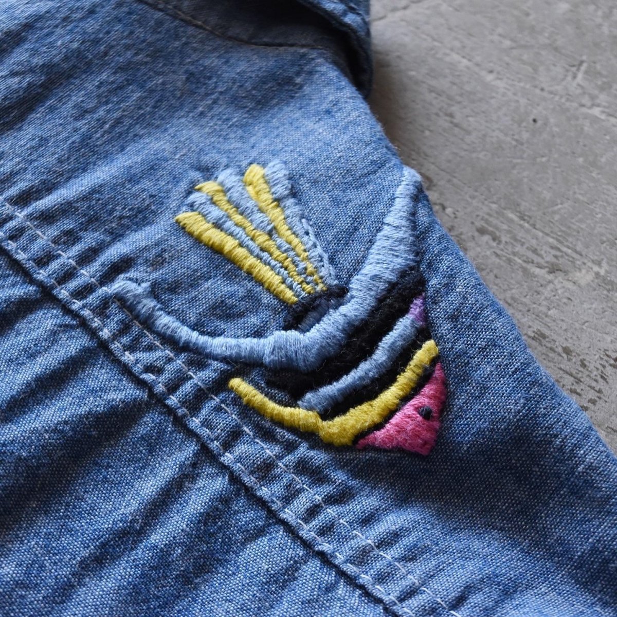 画像14: 1970s OSHKOSH 刺繍シャンブレーシャツ　 "MADE IN USA"　 表記15 REG  (14)