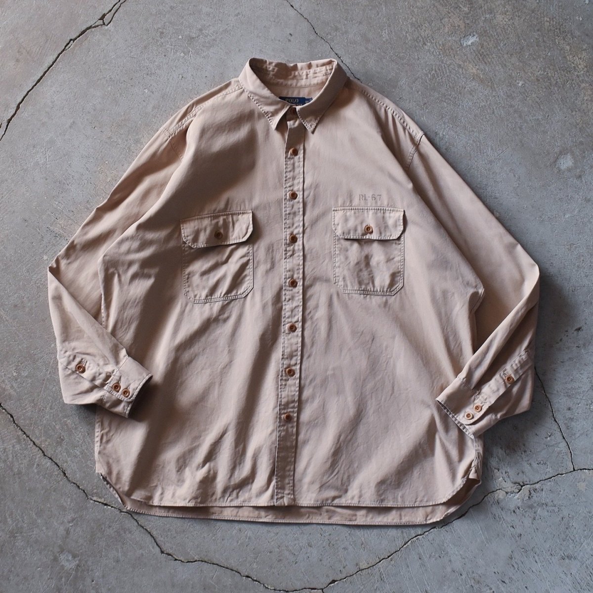 画像2: POLO RALPH LAUREN マチ付きミリタリーシャツ　 "バックステンシル"　 表記2XB  (2)