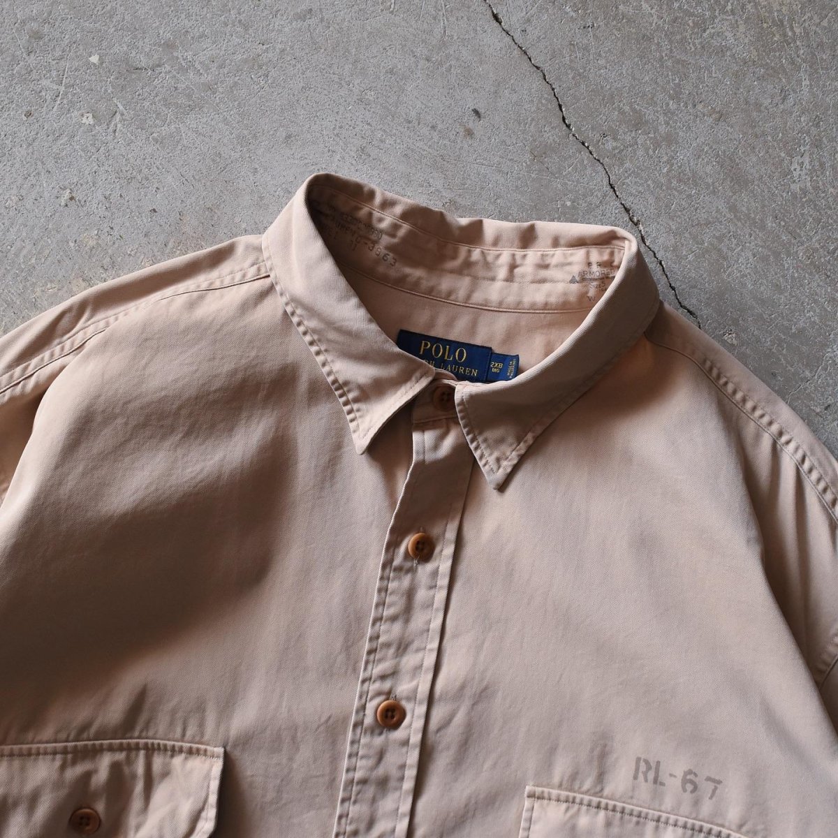 画像6: POLO RALPH LAUREN マチ付きミリタリーシャツ　 "バックステンシル"　 表記2XB  (6)