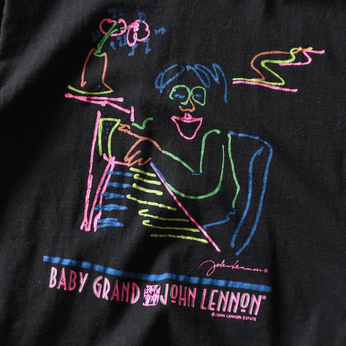 画像4: 1980s JOHN LENNON  "BABY GRAND"  ドローイングアートTシャツ　 "MADE IN USA"　 表記M  (4)