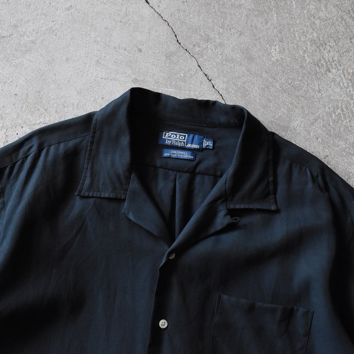 画像4: 1990s Polo by Ralph Lauren"CALDWELL"オープンカラーシャツ　 "ポニー無しオールブラック"　 表記XL  (4)