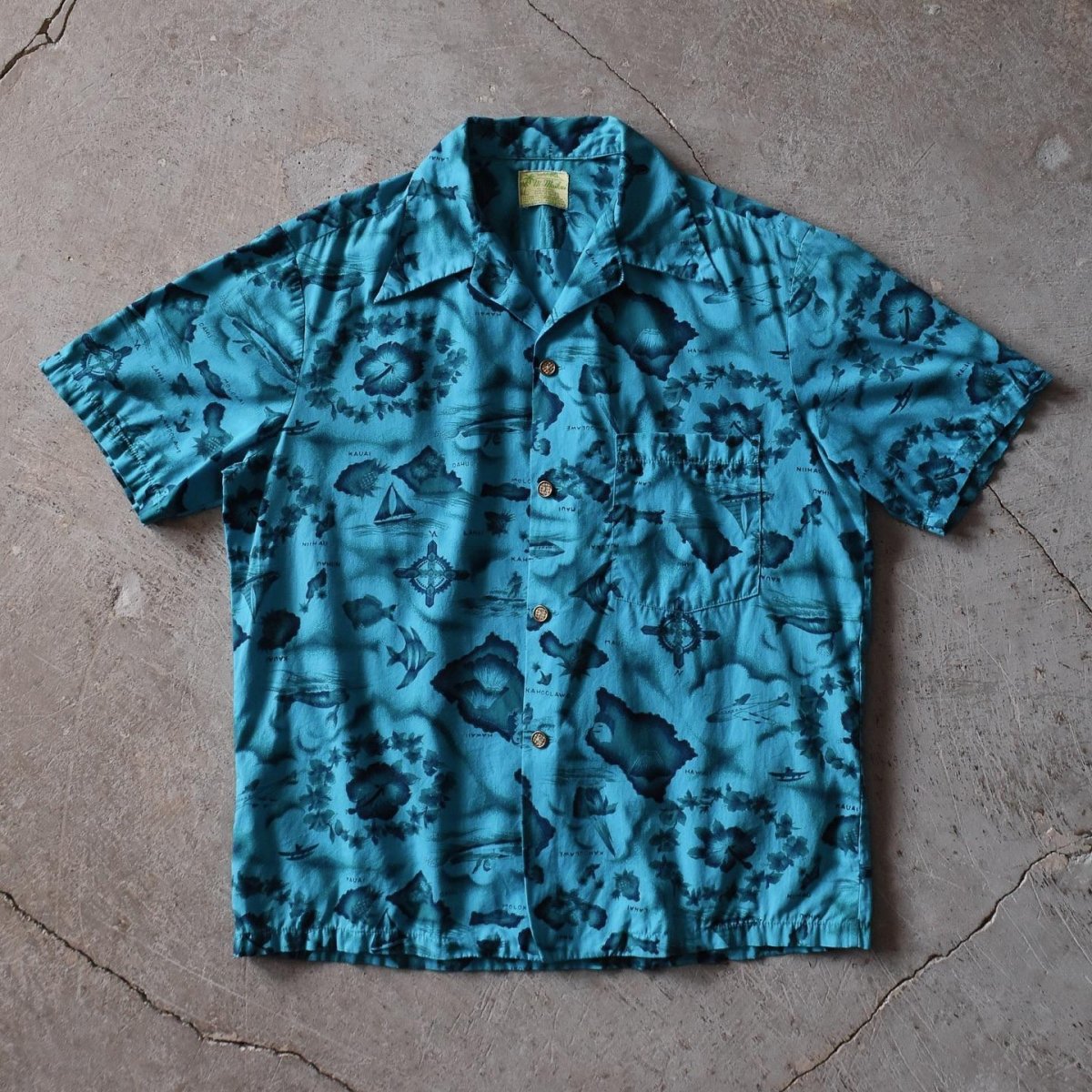 画像1: 1970s Ui-Maikai ハワイアンシャツ　 "MADE IN HAWAII"　 実寸L  (1)