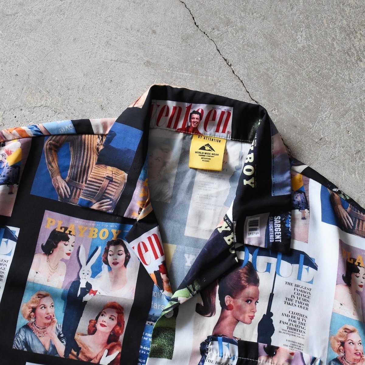 画像4: MAGAZINE COVER COLLAGE オープンカラーシャツ　 "VOGUE,PLAYBOY,THRASHER..."　 実寸L  (4)