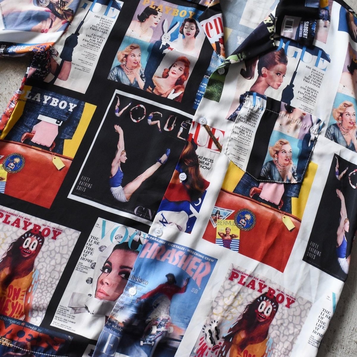 画像5: MAGAZINE COVER COLLAGE オープンカラーシャツ　 "VOGUE,PLAYBOY,THRASHER..."　 実寸L  (5)