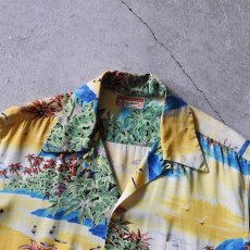 画像4: 1950s POLYNESIAN SPORTSWEAR ハワイアンシャツ　 "ちりめんレーヨン"　 実寸ML  (4)