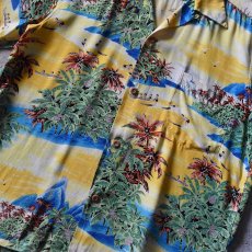 画像7: 1950s POLYNESIAN SPORTSWEAR ハワイアンシャツ　 "ちりめんレーヨン"　 実寸ML  (7)