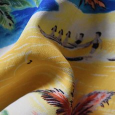 画像11: 1950s POLYNESIAN SPORTSWEAR ハワイアンシャツ　 "ちりめんレーヨン"　 実寸ML  (11)