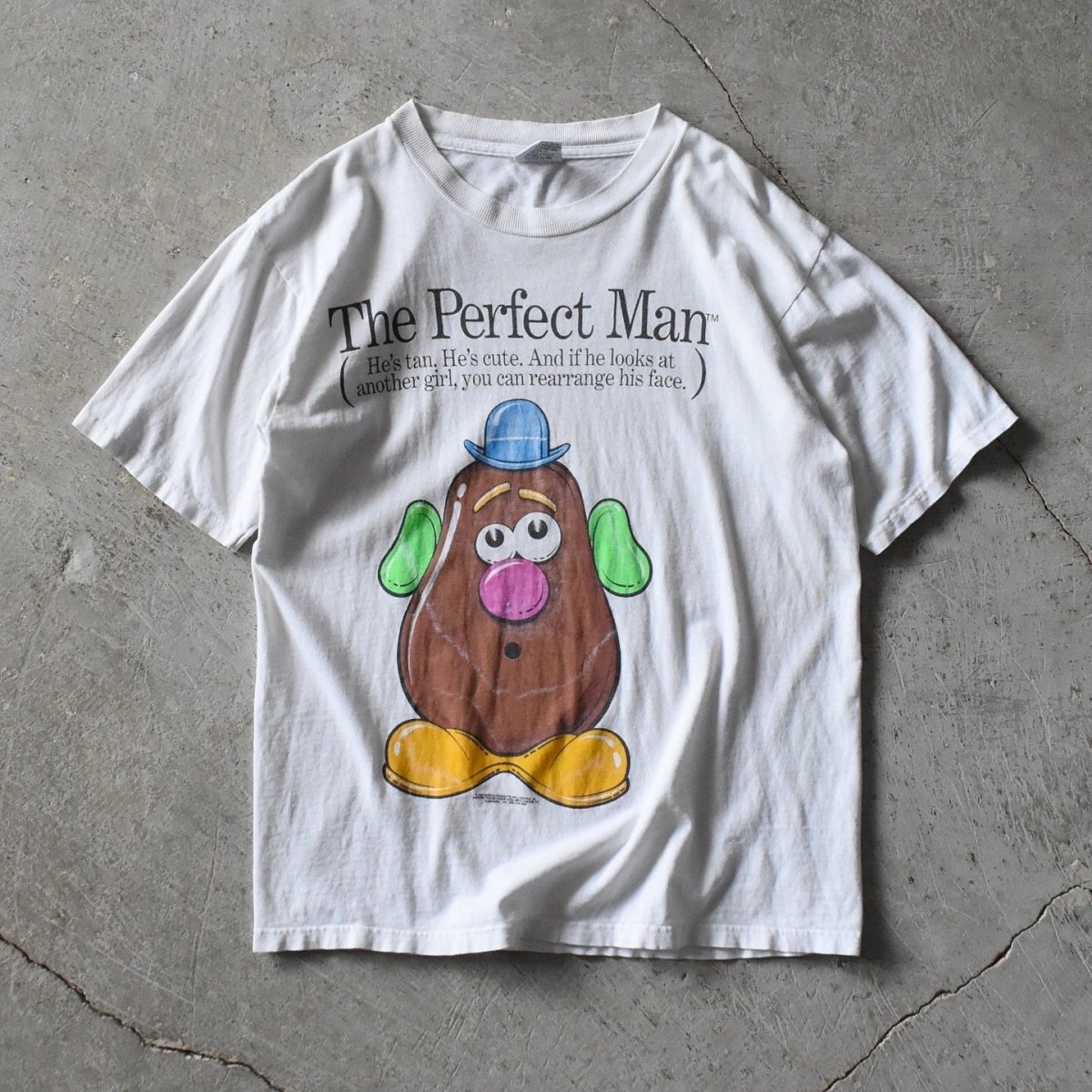 画像1: 1990s Mr.POTATO HEAD "The Perfect Man" ジョークTシャツ　 表記M  (1)