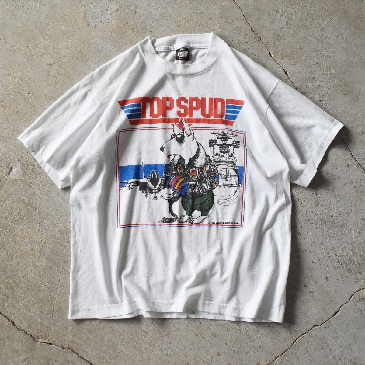 画像1: 1980s "TOP SPUD" TOP GUNパロディTシャツ　 "MADE IN USA"　 表記L  (1)