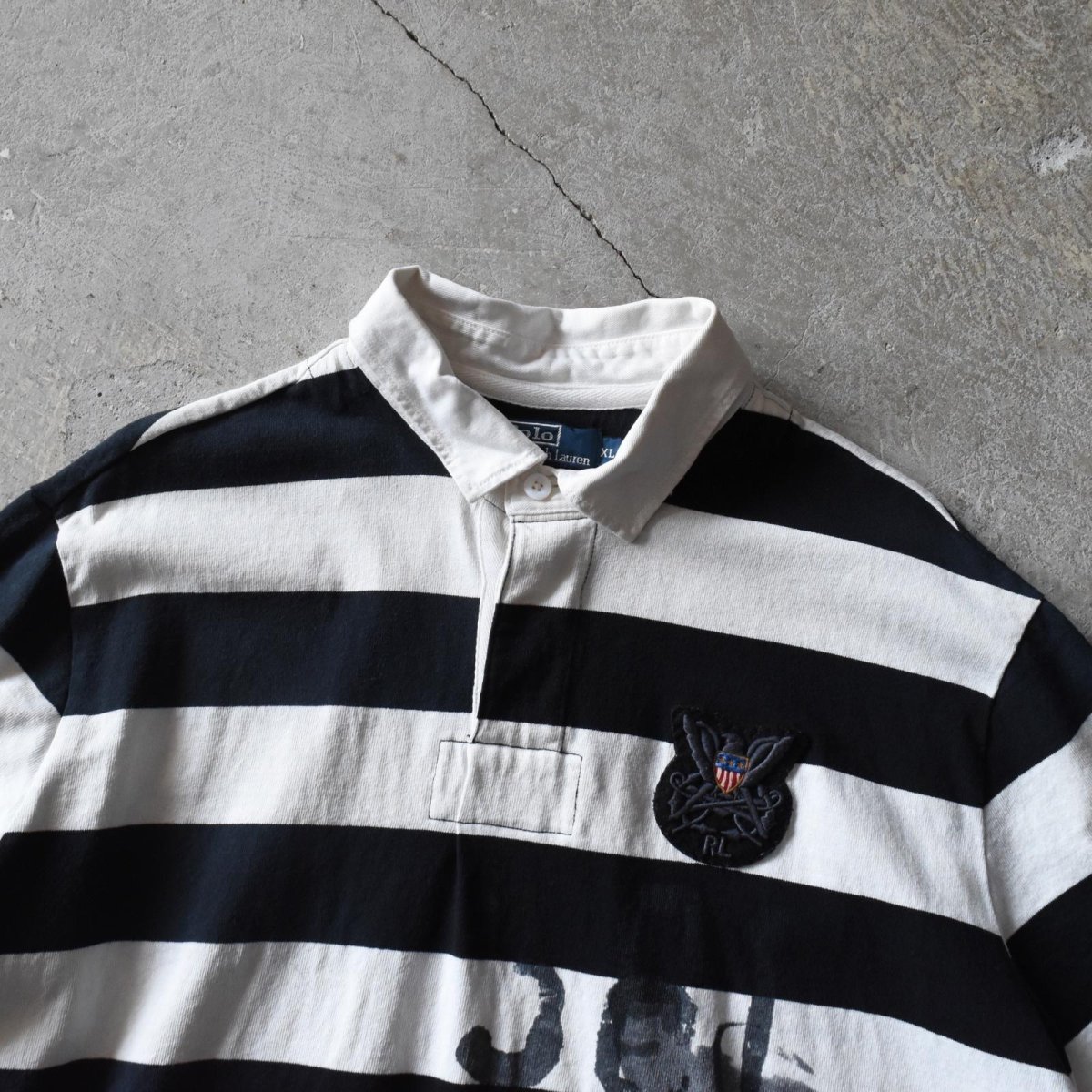 画像4: Polo by Ralph Lauren ラガーシャツ　 "ワイドボーダー＆ステンシル"　 表記XL  (4)
