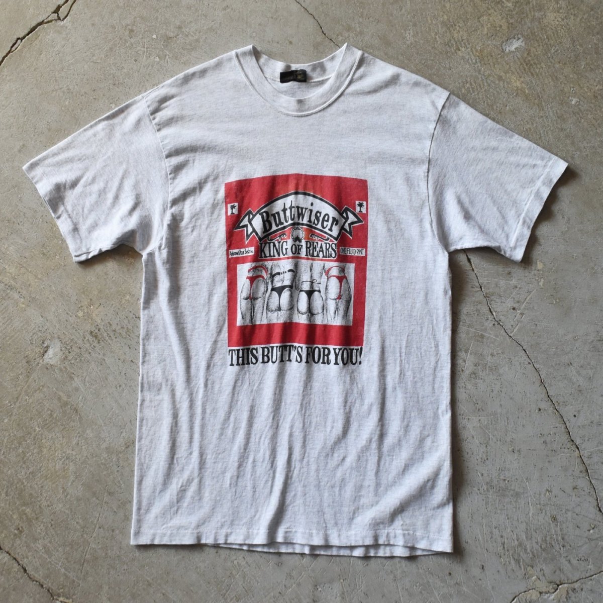 画像1: 1990s "Buttwiser" BUDWEISERパロディTシャツ　 実寸L  (1)