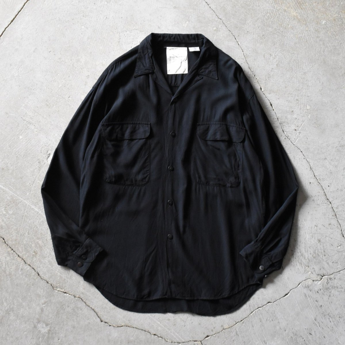 画像1: 1990s INDEX MEN オープンカラーレーヨンシャツ　 "BLACK"　 表記M  (1)