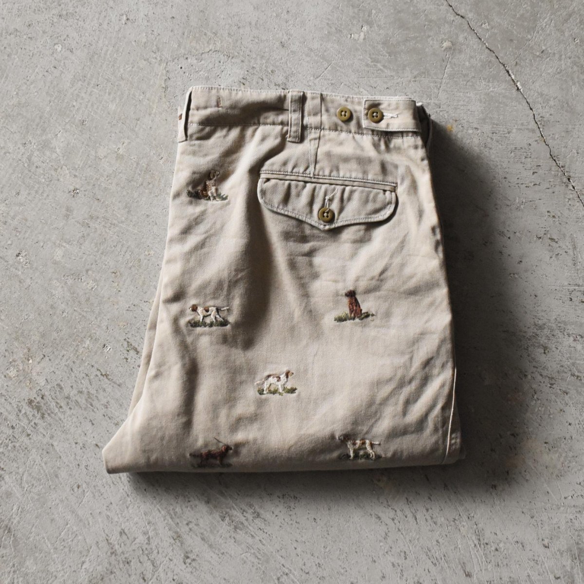 画像1: 90s Polo by Ralph Lauren チノトラウザー　 "犬刺繍"　 表記W36 L30  (1)
