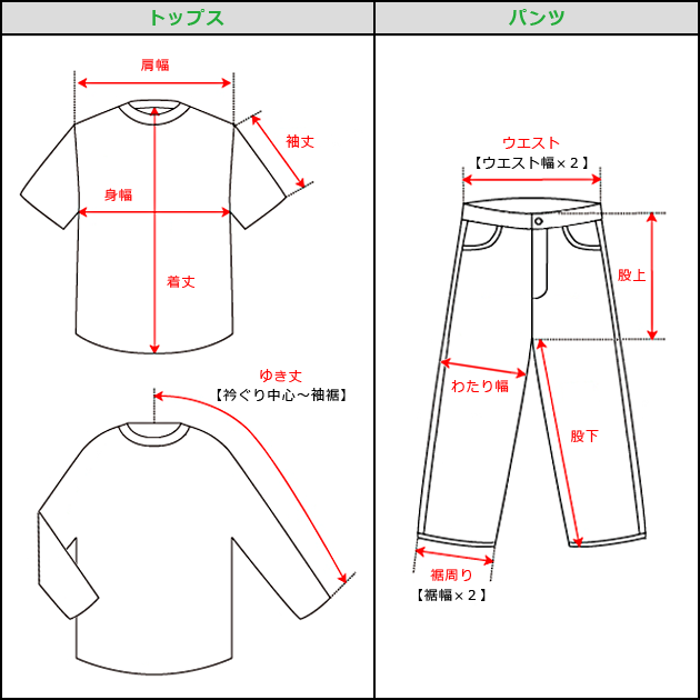 サイズ採寸方法