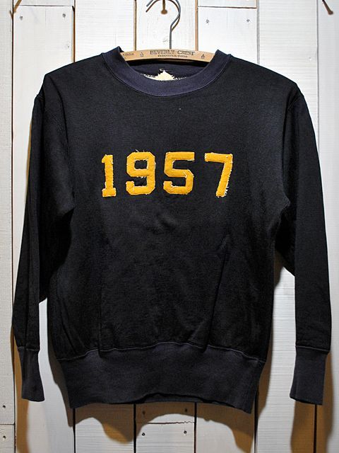 1950s【Champion】ランタグ黒×紺ツートンスウェット - 古着屋HamburgCafe