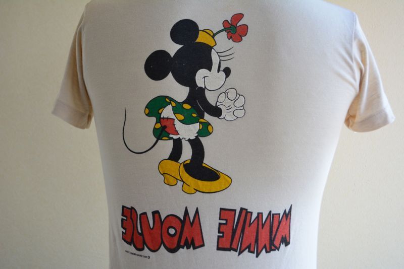 1970s-80s MINNIE MOUSE 両面プリントTシャツ 表記S - 古着屋HamburgCafe