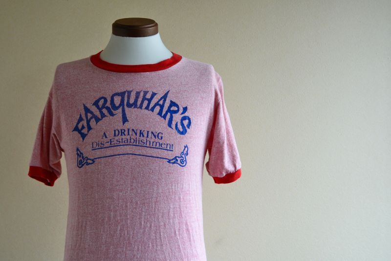 1970s FARQUHAR'S 杢リンガーTシャツ　両面プリント　表記L