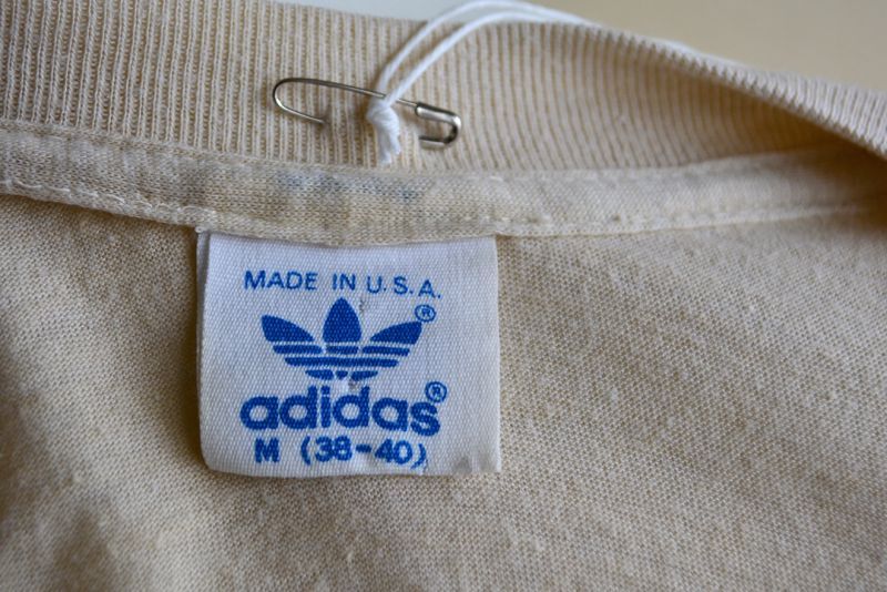 1980s adidas レインボートレフォイルTシャツ　バックプリント　表記M