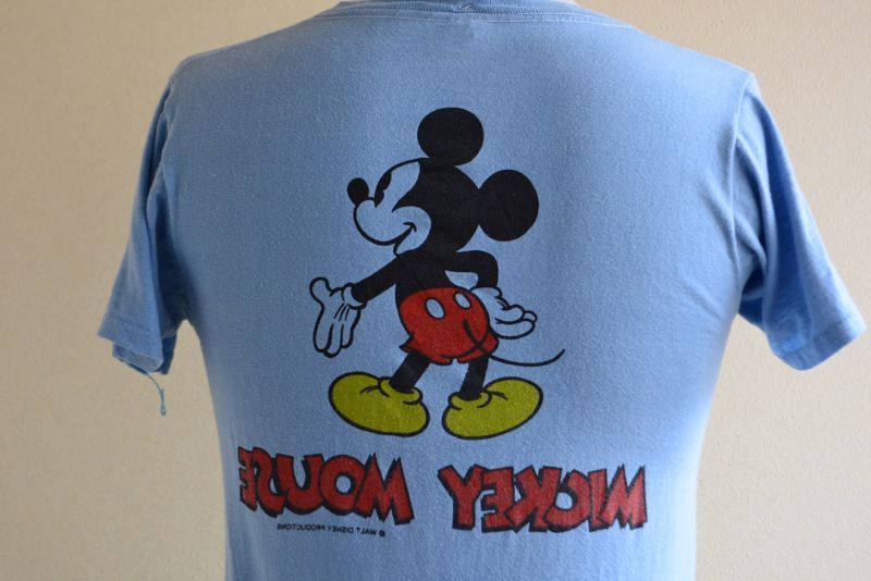 1970s MICKEY MOUSE 両面プリントTシャツ 表記S - 古着屋HamburgCafe