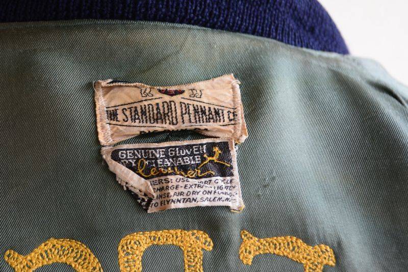 1960s-70s THE STANDARD PENNANT CO 袖レザースタジャン チェーン刺繍