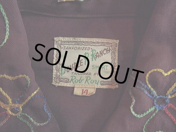 画像3: 1960s【DOUBLE R RANCH】刺繍ツートンレーヨンウエスタンシャツ (3)