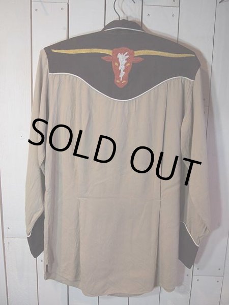 画像2: SALE!! 1950s【Rockmount】ロングホーン刺繍マチ付きレーヨンウエスタンシャツ (2)