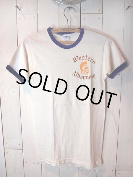 画像2: SALE!! 1970s【Champion】?バータグ?染込みプリントリンガーTee (2)