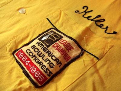 画像1: 1960s【Hilton】チェーンステッチ刺繍レーヨンボーリングシャツ