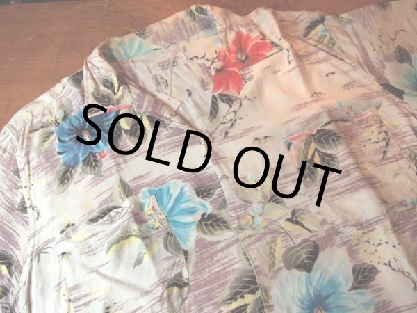 画像4: 1960s【PENNEY'S】風景柄レーヨンアロハシャツ (4)