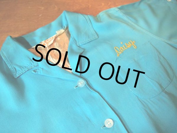 画像4: 1950s【GOLDEN GATE】チェーンステッチ刺繍レーヨンボーリングシャツ (4)