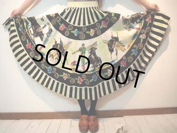 画像4: メキシカン絵画風闘牛柄スカート (4)