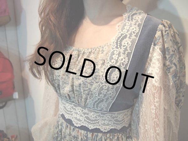 画像5: 【GUNNE SAX ガンネサックス】ベロア×レース切替花柄ワンピース (5)