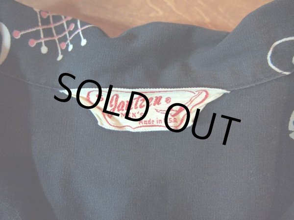 画像3: 1950s【Jantzen】フィッシュボーン柄オープンシャツ　希少ブラック!! (3)