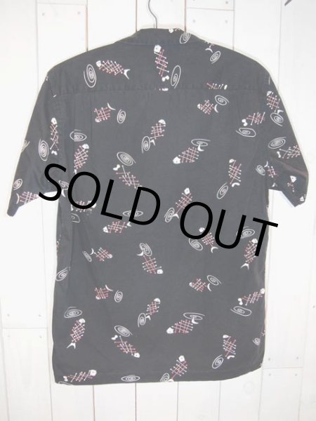 画像2: 1950s【Jantzen】フィッシュボーン柄オープンシャツ　希少ブラック!! (2)