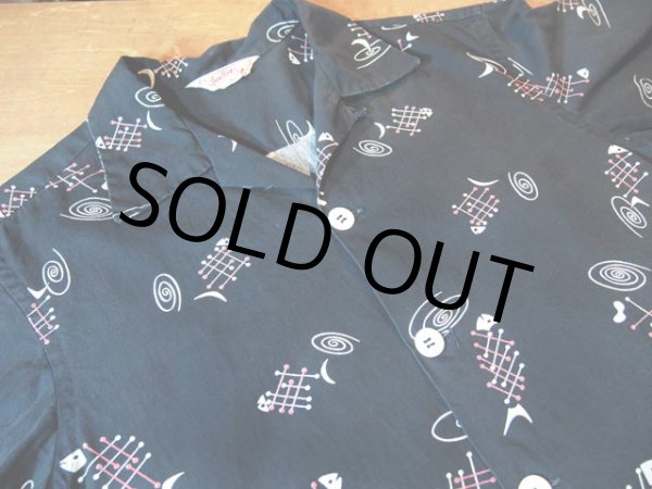 画像4: 1950s【Jantzen】フィッシュボーン柄オープンシャツ　希少ブラック!! (4)