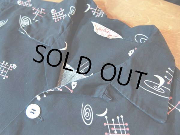 画像5: 1950s【Jantzen】フィッシュボーン柄オープンシャツ　希少ブラック!! (5)