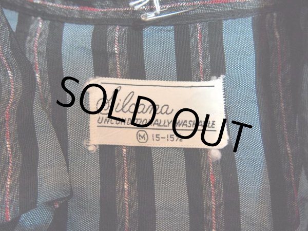 画像3: 1950s【Silcana】袖ボーダーレーヨンシャツ (3)