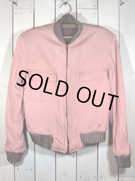 画像3: 1950sカスリ×ピンクリバーシブルギャバジャン (3)