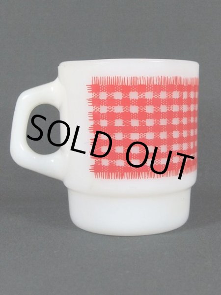 画像3: 60s-70sFireKing(ファイヤーキング)スタッキングマグ・ギンガムチェック(レッド) (3)