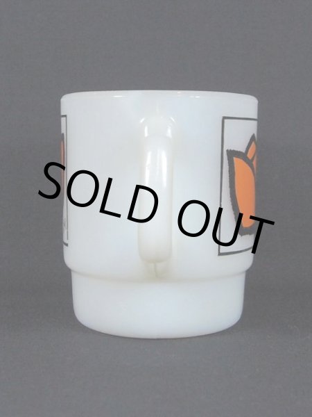 画像2: 60sFireKing(ファイヤーキング)スタッキングマグ・ポップフローラル/チューリップ (2)