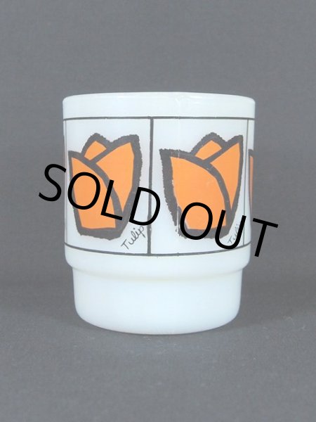 画像4: 60sFireKing(ファイヤーキング)スタッキングマグ・ポップフローラル/チューリップ (4)