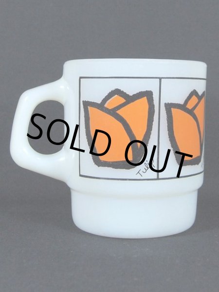 画像3: 60sFireKing(ファイヤーキング)スタッキングマグ・ポップフローラル/チューリップ (3)