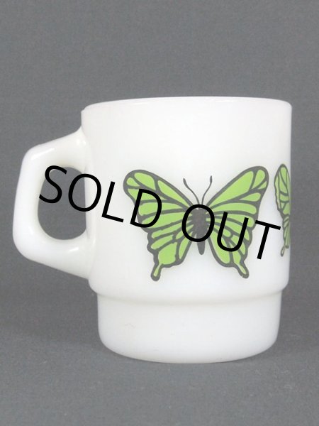 画像3: 70s-80sFireKing(ファイヤーキング)スタッキングマグ・バタフライ(グリーン) (3)