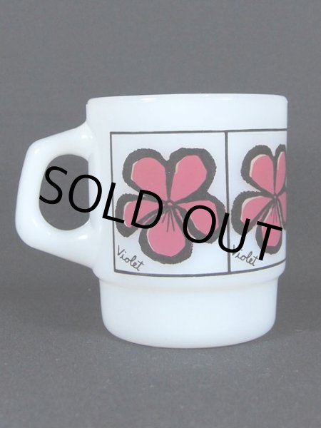 画像3: 60sFireKing(ファイヤーキング)スタッキングマグ・ポップフローラル/バイオレット (3)