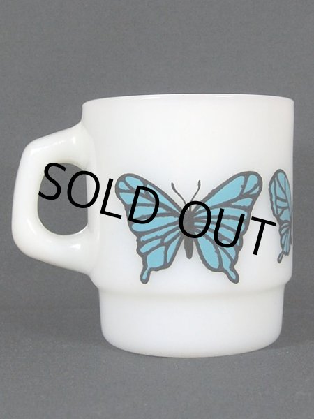 画像3: 1970s-80s【FireKing】スタッキングマグ・バタフライ(青) (3)