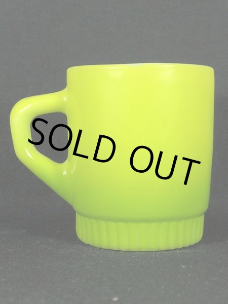 画像3: 1960s-70s【FireKing】リブボトムマグ・黄緑 (3)