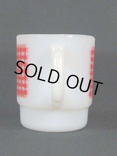 画像2: 1960s【FireKing】スタッキングマグ・ギンガムチェック(レッド) (2)