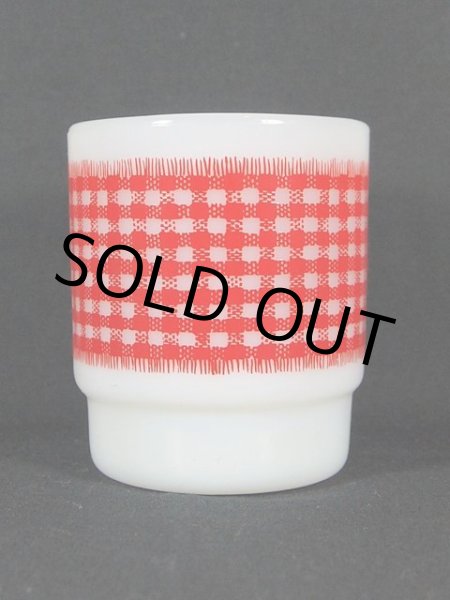 画像4: 1960s【FireKing】スタッキングマグ・ギンガムチェック(レッド) (4)