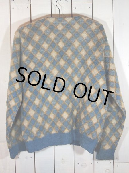 画像2: 1960sダイヤ柄モヘアカーディガン (2)