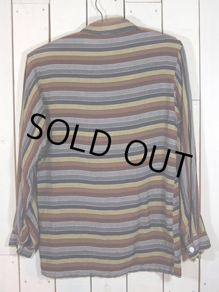 画像2: 1950sボーダーレーヨンシャツ (2)